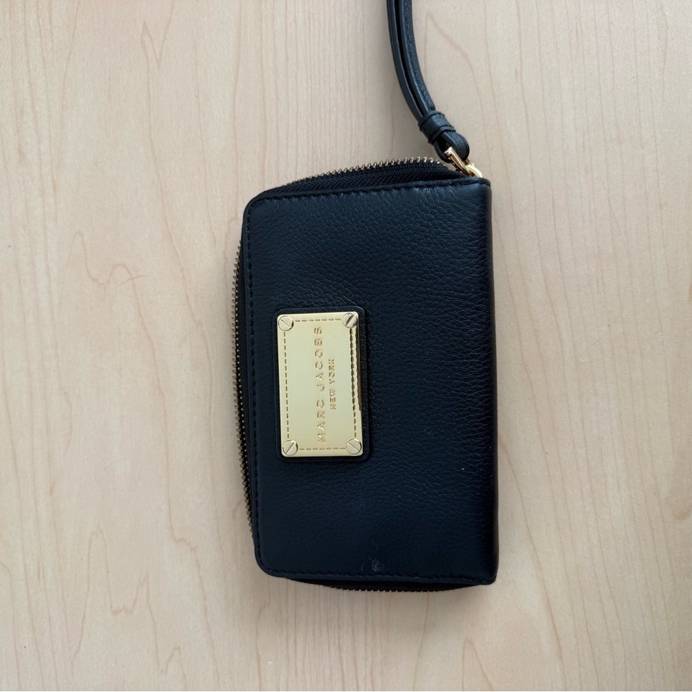 Marc Jacobs Black Wallet Wristlet with Gold Accents